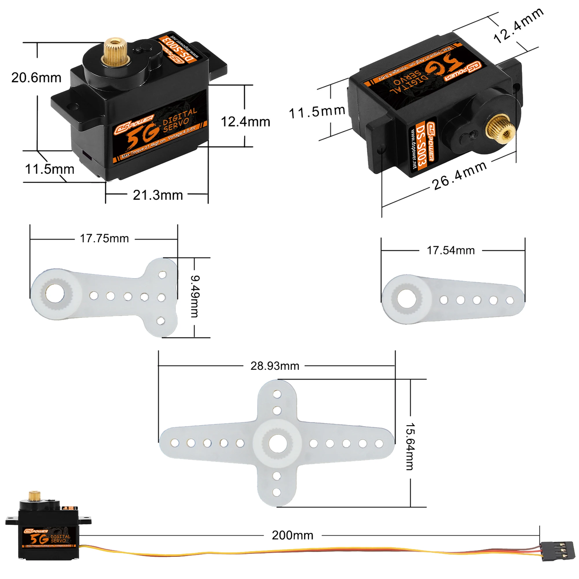 DSPOWER 2PCS 5g Micro Digital Servo Mini Servo Metal Gears for 1/28 Car Airplane Fixed-Wing WLtoys k969 k989 k999 Mini Q ROBOT