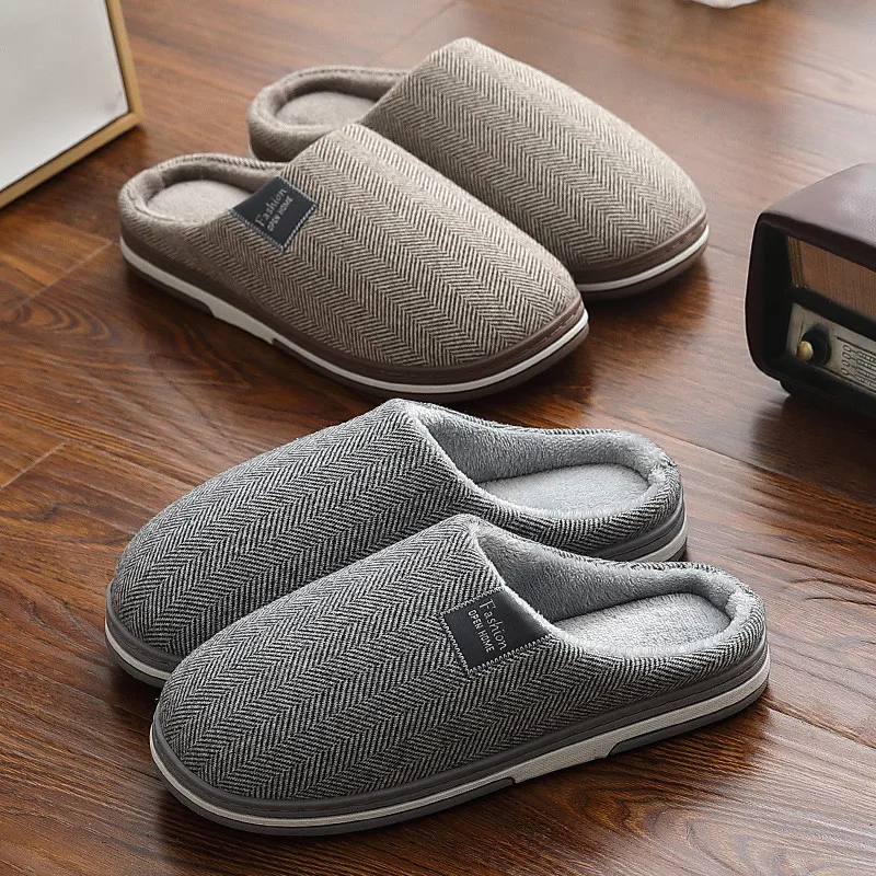 

Big Size Men Home Slippers Winter Casual Furry Shoes Women Warm Slides Indoor Bedroom Non-Slip Couples Soft Floor Fluffy Flats