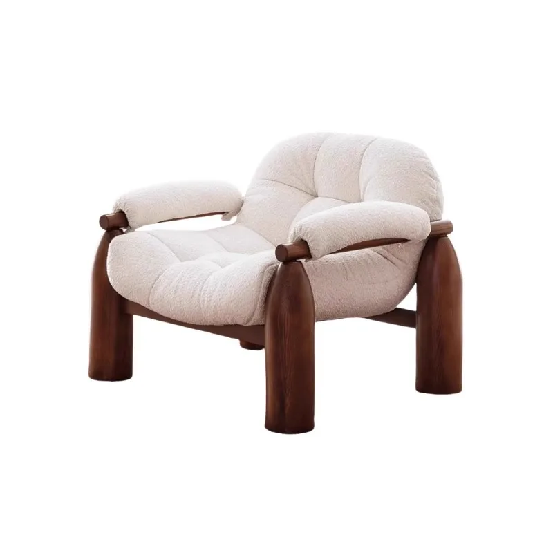 

Sofa Chair Designer Single Lamb Fleece Solid Wood Sofa