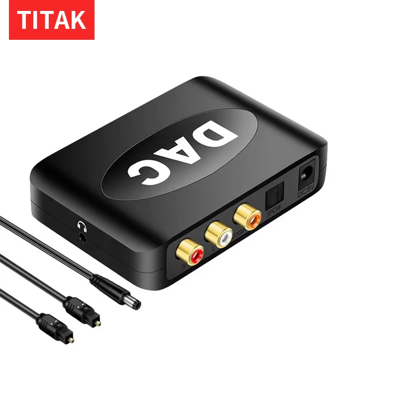 192kHz Digital to Analog Audio Converter DAC with Remote Coaxial Optical Toslink to L/R RCA 3.5mm Adapter Control Volume