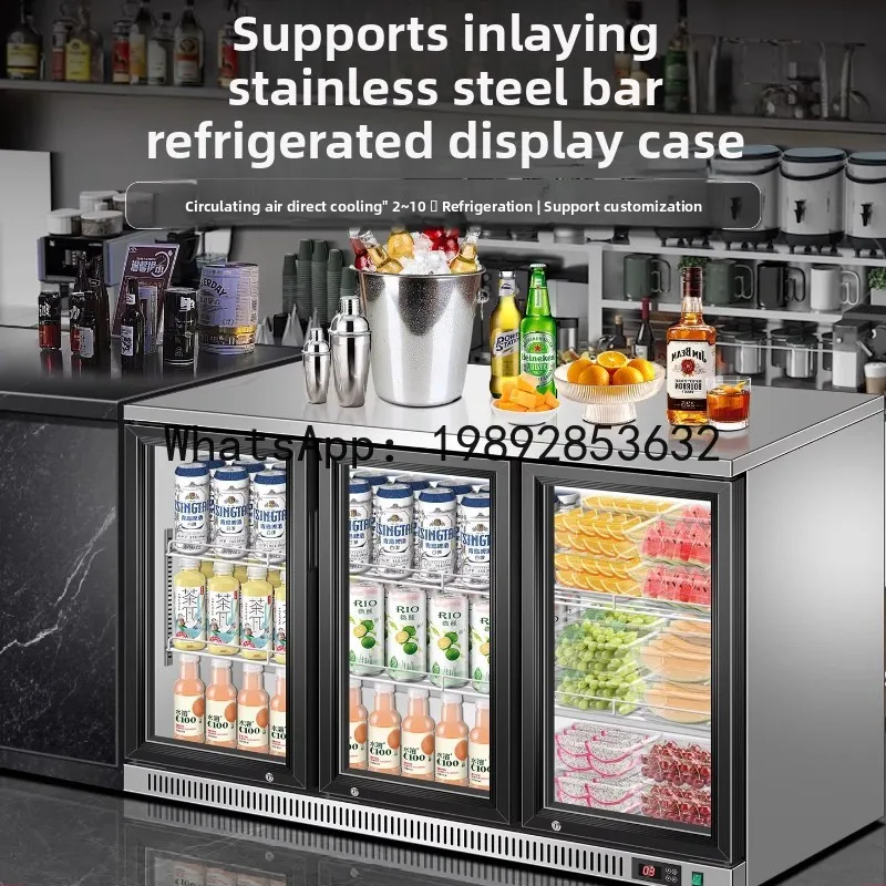 

Refrigerated beverage cabinet commercial stainless steel bar counter refrigerator display cabinet