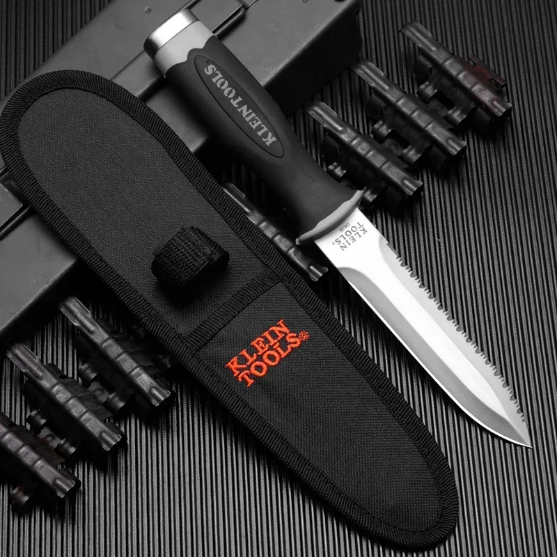 Serrated Fixed Blade Hunting Knife with Sheath - Tactical Survival Tool for Hunting and Camping Enthusiasts