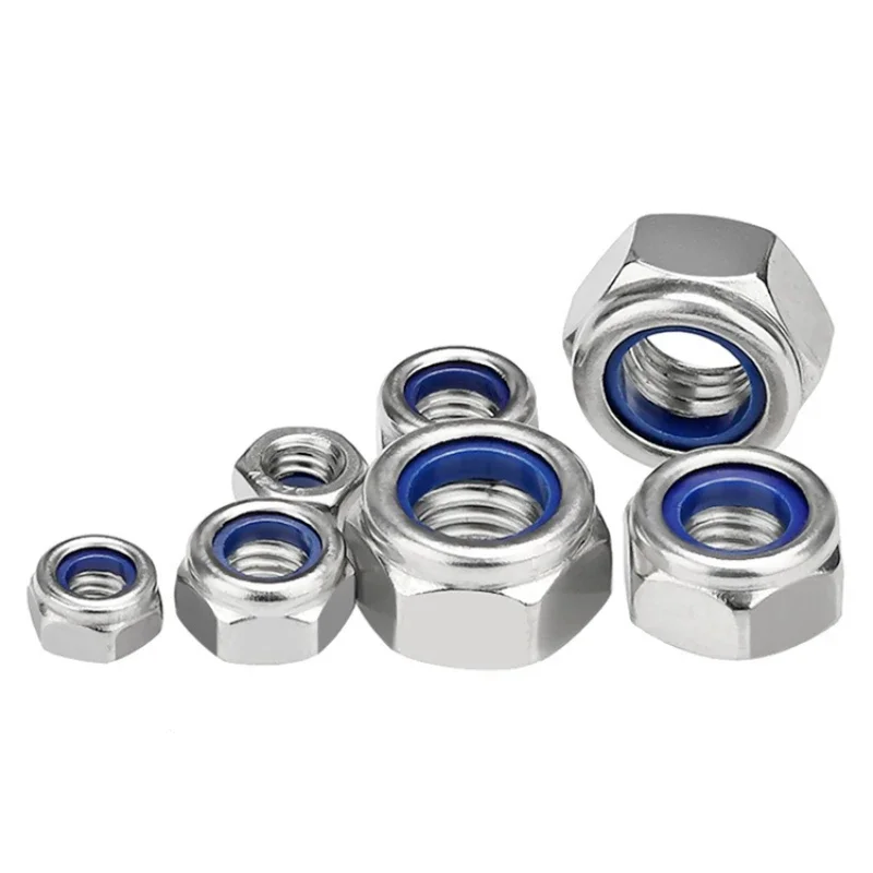 4 # 6 # 8 # 10 # Nakrętka samokontrująca z nylonowym wkładem, sześciokątna, anglo-amerykańska, ze stali nierdzewnej 316/304, rozmiary: 1/4, 5/16, 3/8, 1/2.