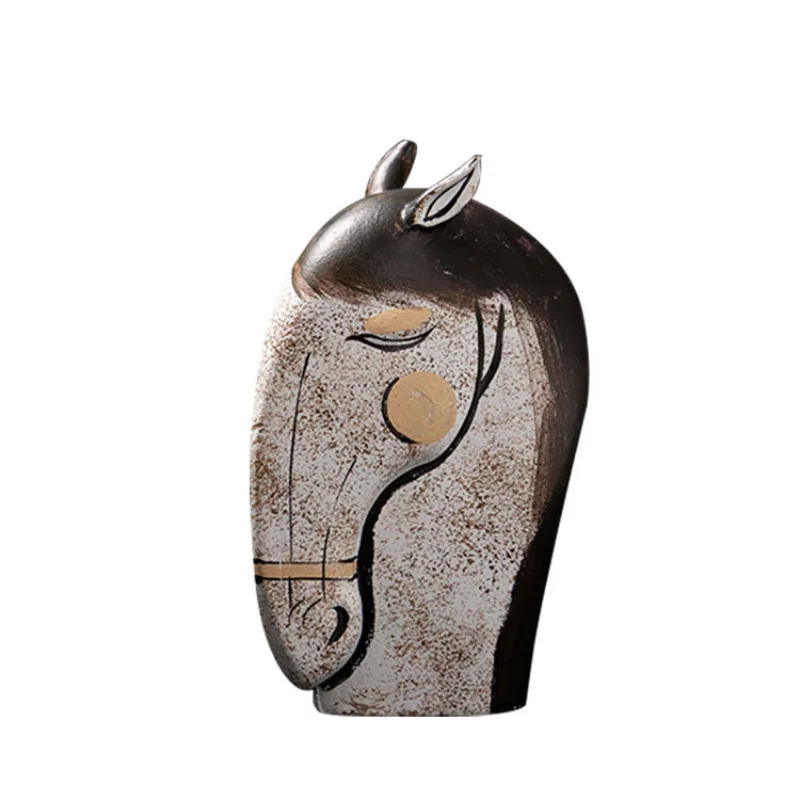 

Wabi Sand Wind Creative Horse Head Ornament Model House Sales Office Crafts