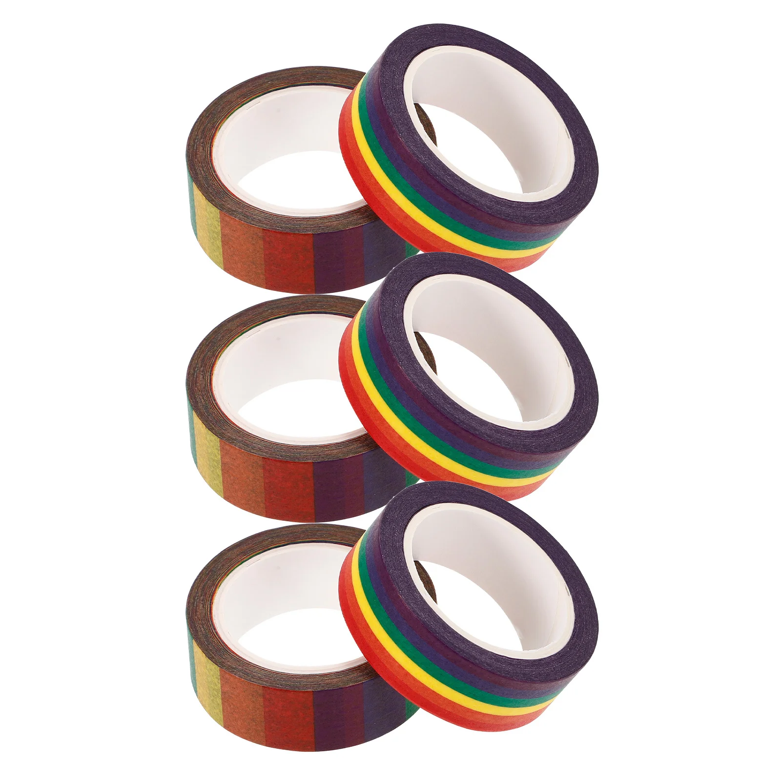 

6 Rolls Multi-Purpose Washi Tape Decorative Rainbow Color Craft Tape for DIY Scrapbooking Journal Notebook Decoration Adhesive