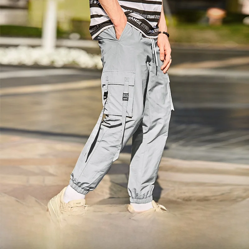 

Qui Dry Color Men's Casual Pants Faionable Workwear Nine-Tenths Youthful Loose Fit Autumn Season Polyester Fiber