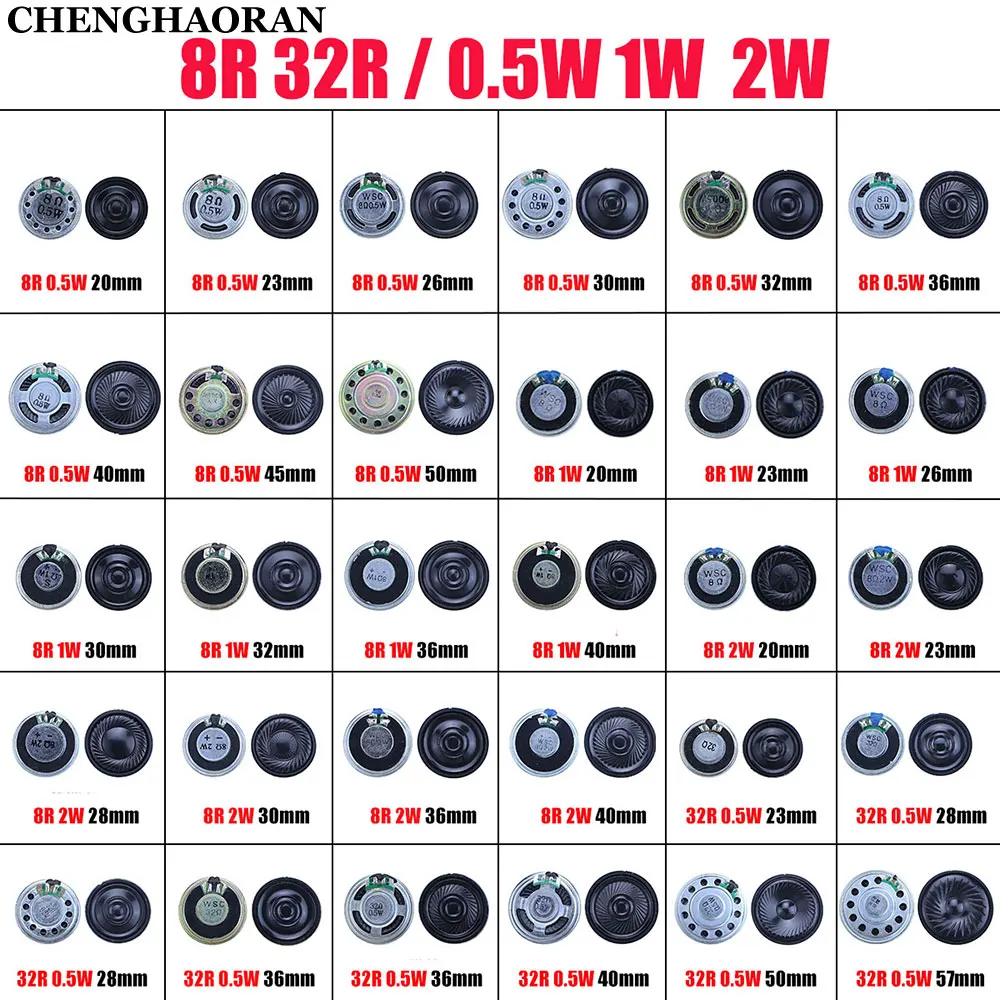 

1Piece Ultra-thin 8 Ohm 32 Ohm 0.5W 1W 2W Loudspeaker Diameter 20mm 23mm 26mm 28mm 30mm 32mm 36mm 40mm 45mm 8R 32R Speaker