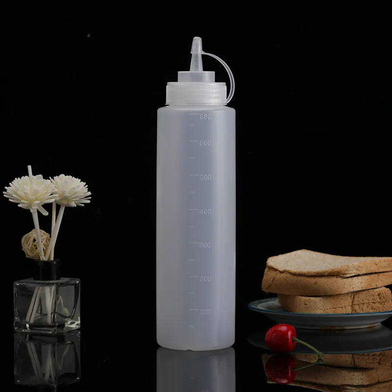120-1000ML Squeeze Sauce Bottle Ketchup BBQ Condiment Dispenser Plastic Pointed Mouth Squeeze Sauce Bottles Kitchen Accessories