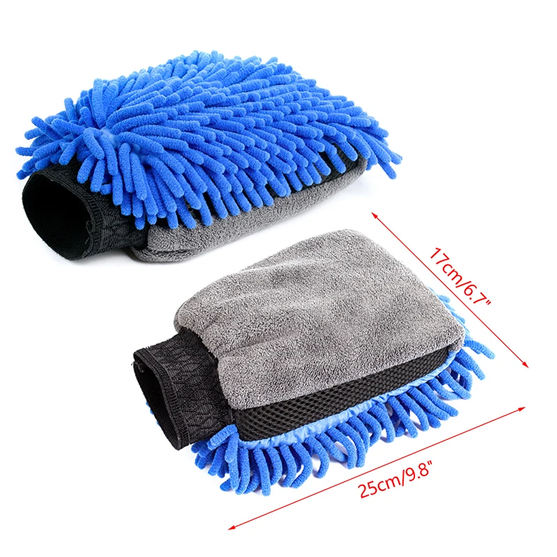 Car Waterproof Wash Microfiber Chenille Gloves Thick Car Cleaning Mitt Wax Detailing Brush Auto Care Double-faced Glove