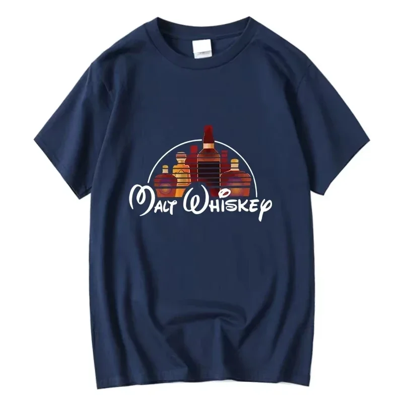 Summer Men's T-shirt 100% Cotton Funny Malt Whiskey Print Summer Loose O-neck Cool T Shirt for Men Short Sleeve T-shirt Male Tee