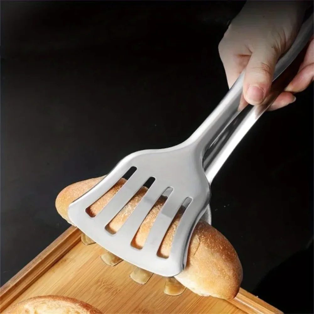 2 Piece Stainless Steel Palm Shape Barbecue Tong Widened Rust-proof Cooking Spatula Tong Comfortable Grip Grilling Clamp Salad