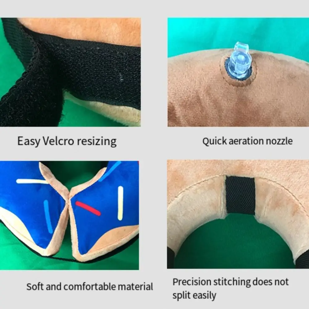 Soft Protective Pet Recovery Cone Adjustable Inflatable Elizabeth Cone Collar Fastener Tape S/M/L/XL Dog Lick-proof Collar Wound