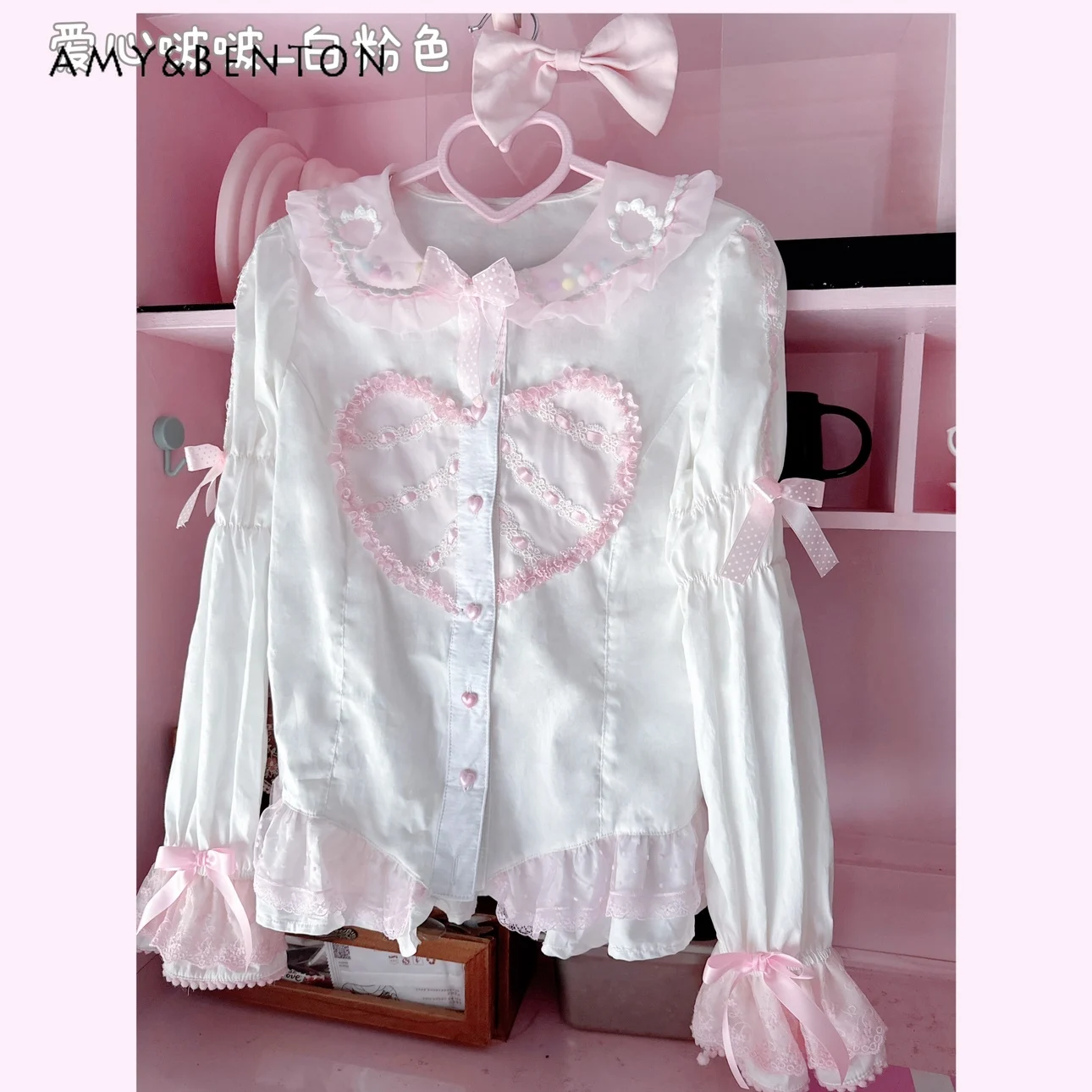 Imagem -06 - Blusa Lolita Feminina com Todos os Fósforos Gola Japonesa de Boneca Doce Manga de Sino Tops Kawaii Soltos Tops jk Finos Fofos