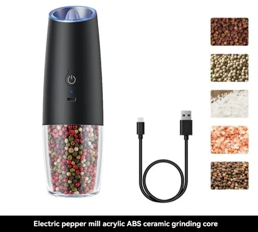 Kitchen USB Charging Pepper Grinder, Gravity Sensing Pepper Grinder, Electric Pepper Grinder