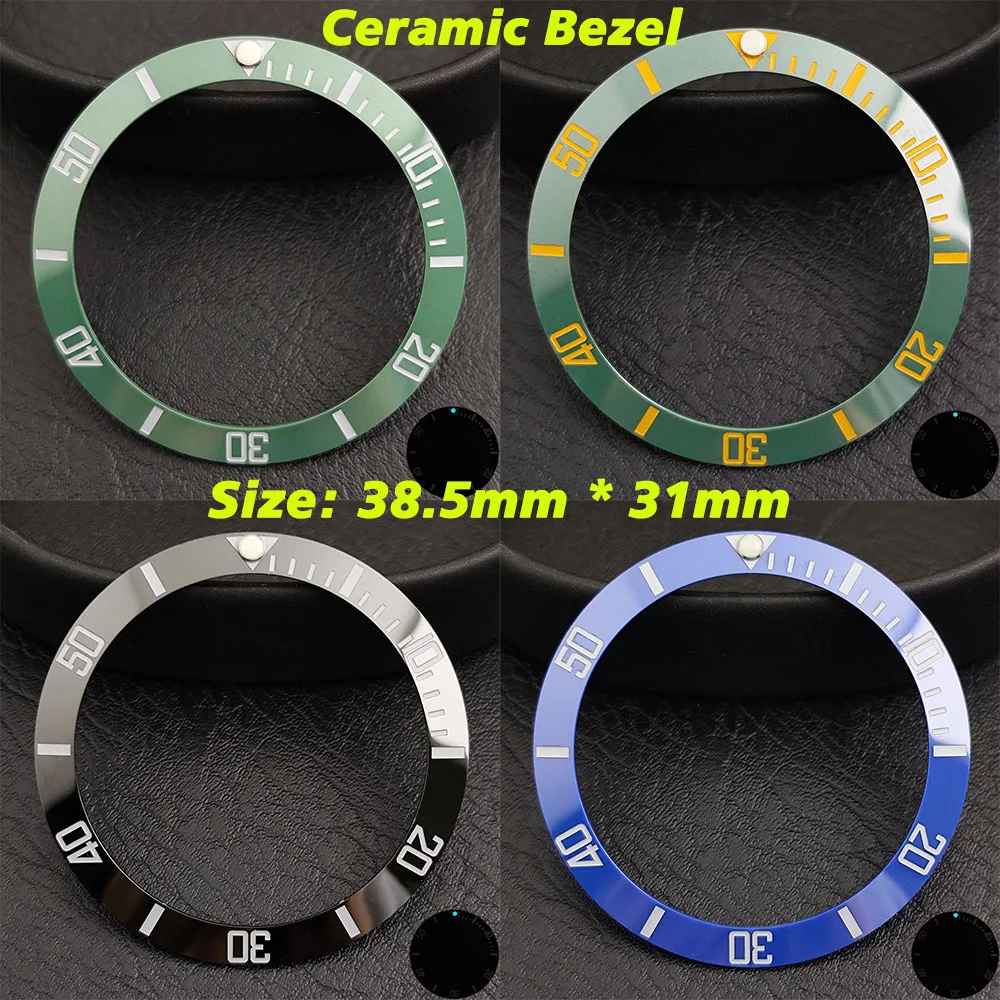 38.5mm * 31 ceramic bezel insert blue-green luminescent compatible with NH3536skx007/009 watch case accessories tilted bezel