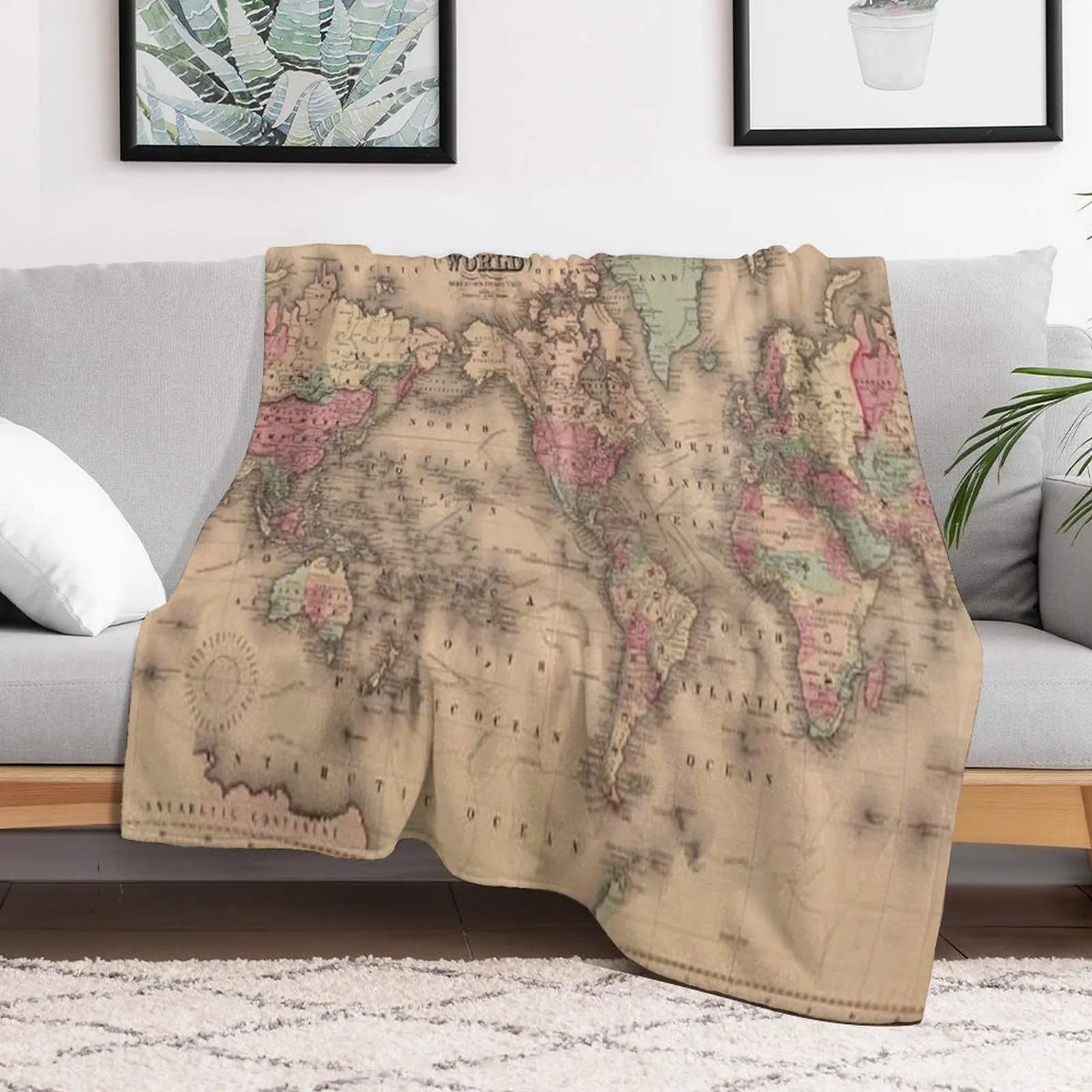 

Old World Antique Map Ancient Atlas Vintage Maps Gifts Throw Blanket wednesday Nap Sofa Quilt Furrys Blankets