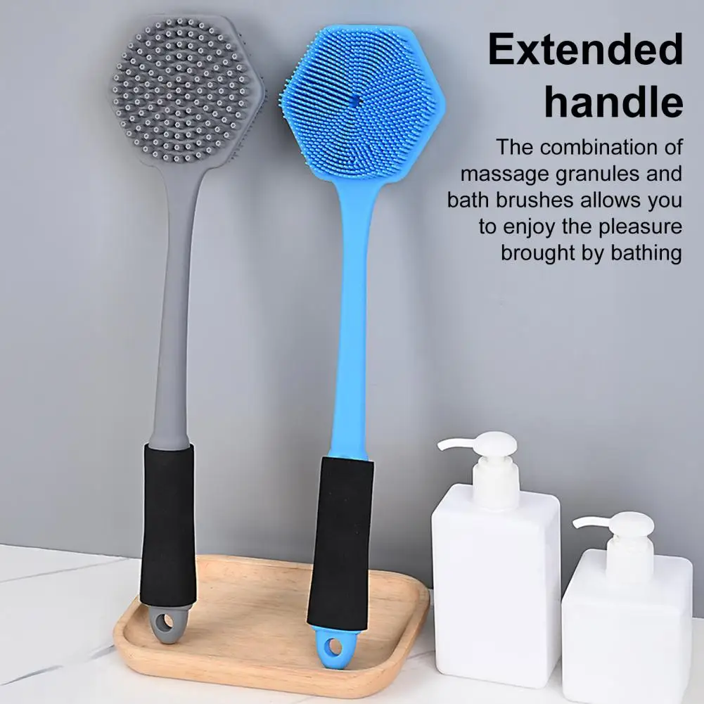 

Silicone Bath Brush Long Handle Double-Sided Brush Head Gentle Back Scrubber Deep Cleaning Multi-Functional Massage Brush