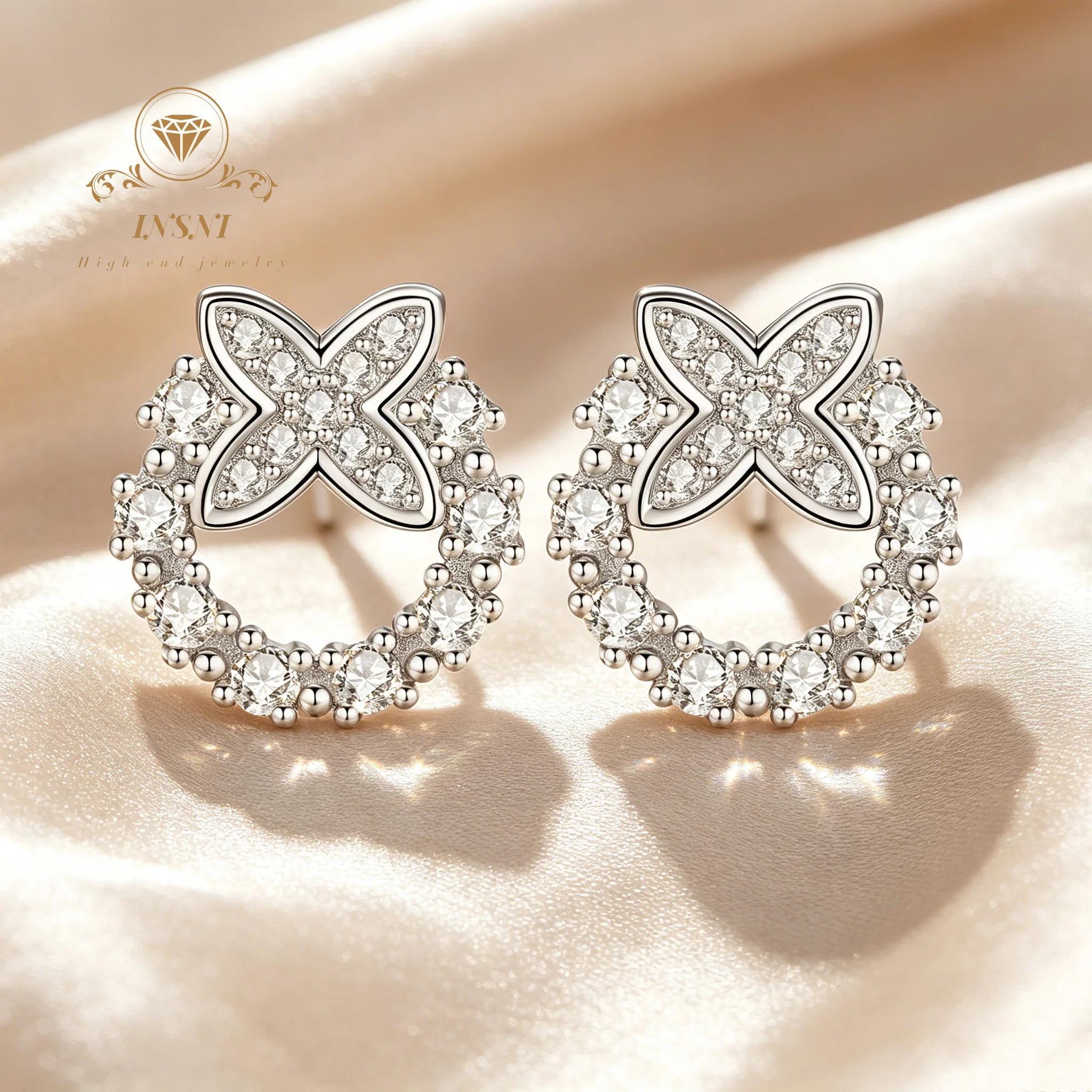 

Mori round ring stud earrings women's autumn and winter trendy earrings light luxury niche design earrings s925 silver jewelry