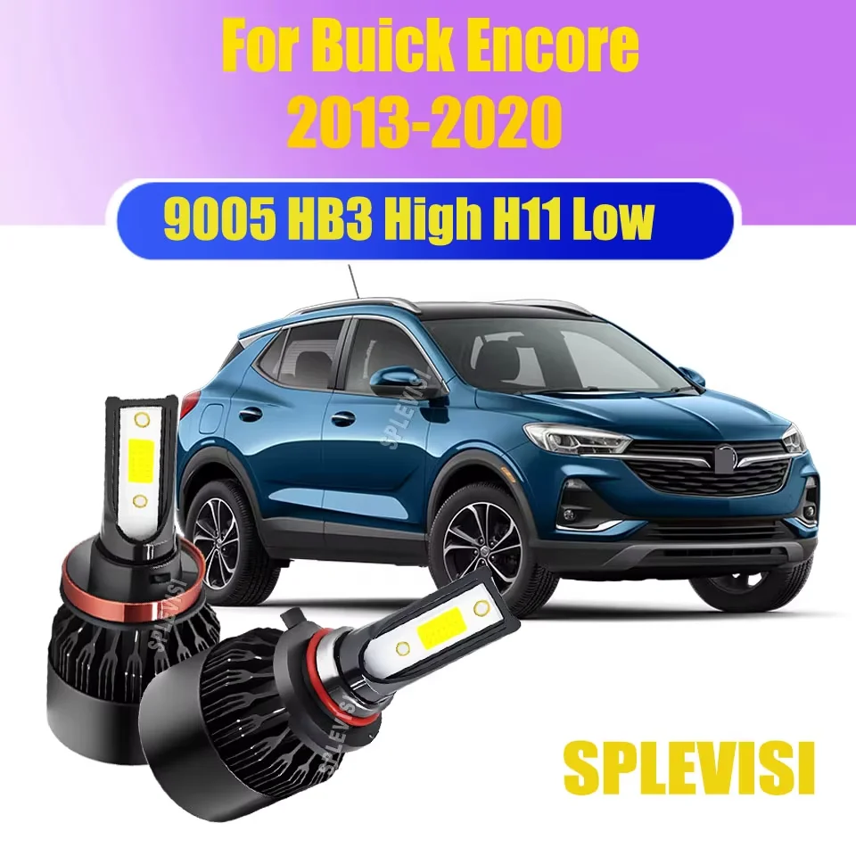 LED 60W White Headlight Hi Low Beam -High-Speed Turbo Fan & Aviation Aluminum For Buick Encore 2013 2014 2015 2016 2017 -2020