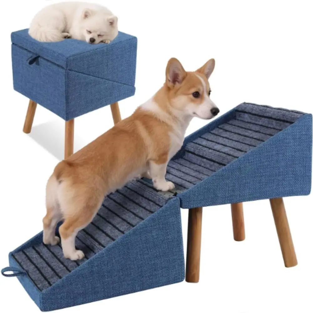 Climbing Ladder Foldable Dog Staircase Anti-Slip Non-Slip Ramp Dog Ladder Portable Solid Wood Pet Ramp Indoor Use