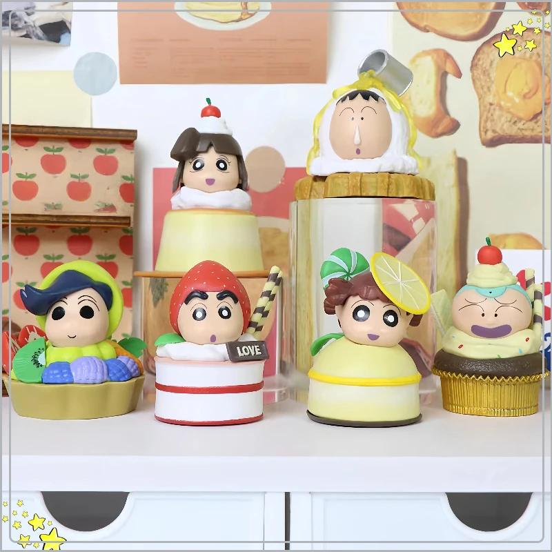 

Shin-Chan Summer Dessert Cake Series Blind Box Cute Fruit Shape Cartoon Anime Character Desktop Decoration Collection Toys Gifts