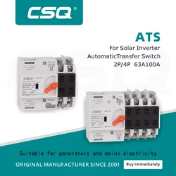 CSQ Din Rail 2P 4P ATS Dual Power Automatic Transfer Switch Selector Switches Uninterrupted Power Generator 63A 100A