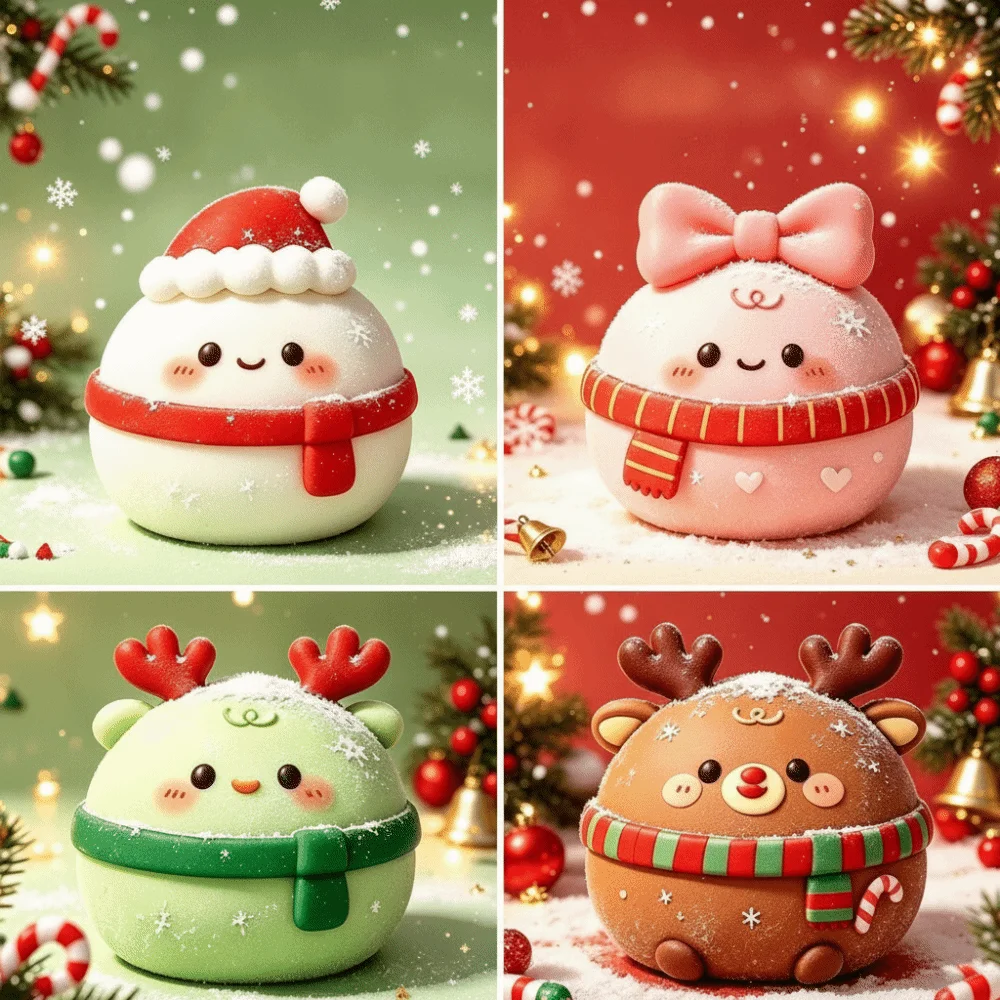 Colorful Design Squeeze Stress Balls Low Rebound Snowman Shape Dumpling Squeeze Toy Reusable Material Santa Claus Shape