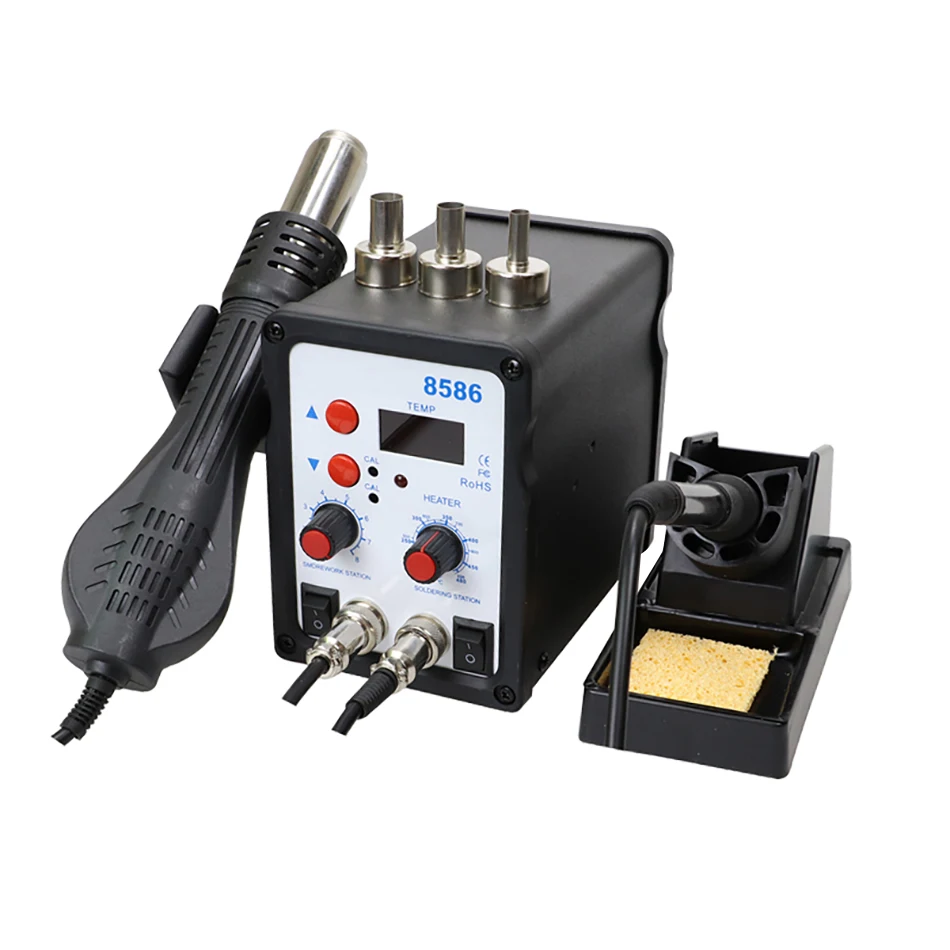 8586 soldering station high-power hot air gun 2-in-1 soldering iron pure copper transformer repair electrical soldering tools