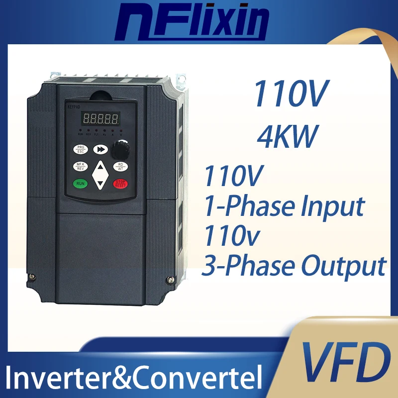 

110V VFD Variable Frequency Drive Vector Control Converter Inverter 0.4 0.55 0.75 1.5 2.2 4 5.5 7.5KW Motor Speed Controller