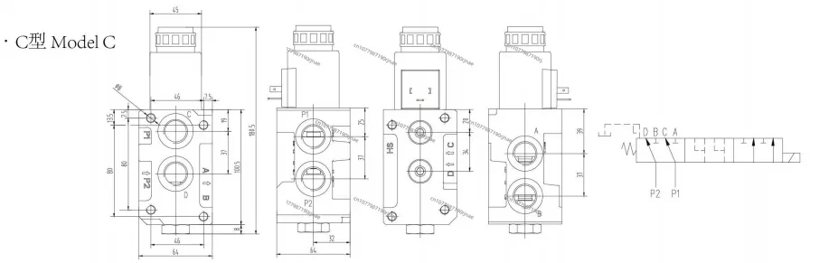 Hydraulische Solenoïde Omvormer Keuzeklep 6/2 