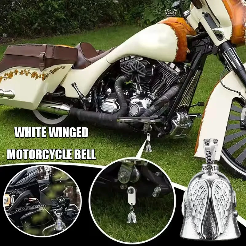 دراجة نارية جرس أجنحة الملاك جرس قلادة ركوب حسن الحظ المفاتيح إكسسوارات عقد الكلب روك حفلة طرد الأرواح الشريرة تميمة هدية #2