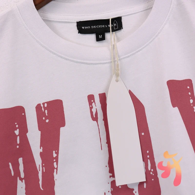 Summer White Who Decides War Tshirts 100% Cotton Color Bullet Head Abstract Print WDW Short Sleeve Casual Street Men Women Tops