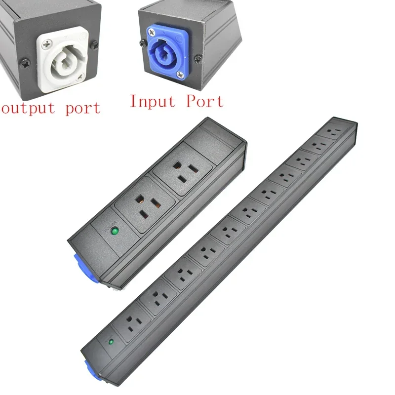 PDU power strip Schuko Link box power amplifier audio 3P aviation plug LED light 1-12 AC US output wireless socket