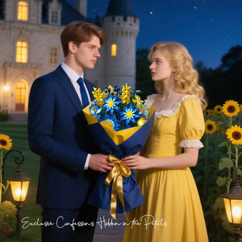 Romantisch Ijsblauw Daisy Boeket Bouwstenen Eeuwige Bloem Plant Assembly Creatieve Desktop Decoratie Meisje Kinderen DIY Speelgoed Cadeau Valentijnsdag Kerstcadeau