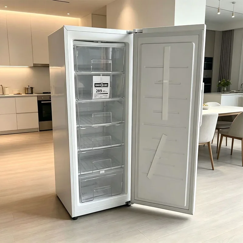 Upright Freezer, 180L Freestanding Freezer, 6 Drawers, Direct-Cool, Supports 110V and 220V Dual Voltage(Customized)