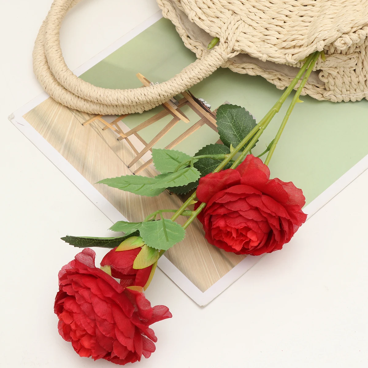 

4 pcs Lifelike European Peony Faux Rose Artificial Flowers Home Wedding Decoration Flower Arrangement Supplies Vivid Color Cloth