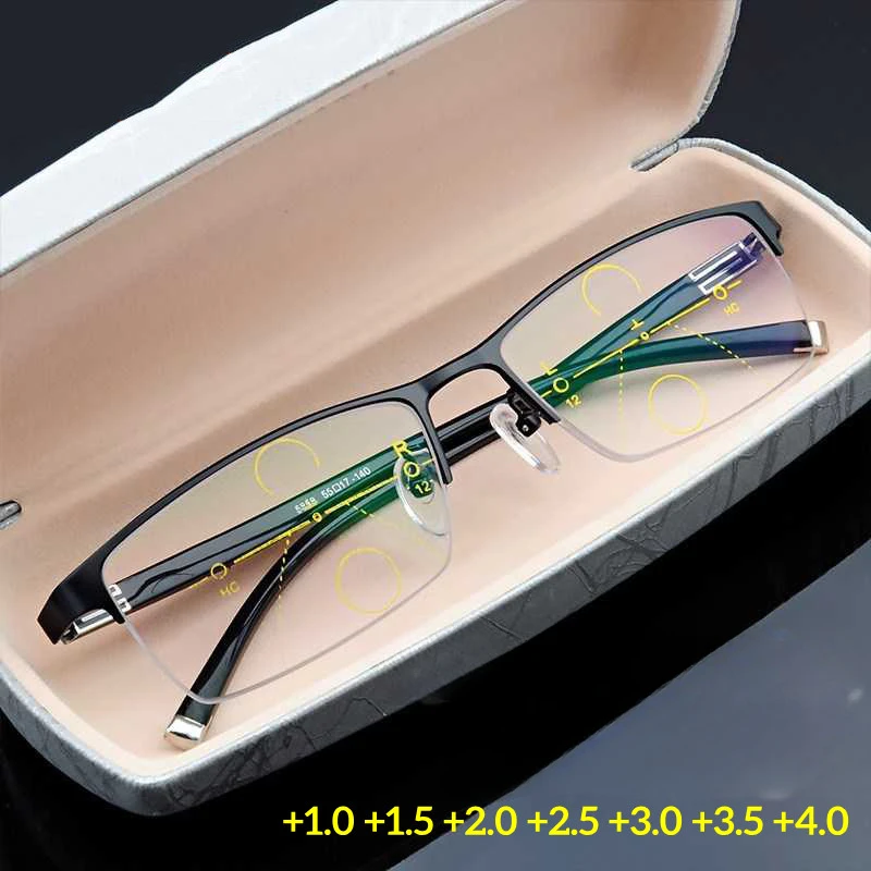 

Business Style Bifocal Reading Glasses Women Men Progressive Vision Adjustment Eyeglasses Converted Light Multifocal +1.0 TO+4.0