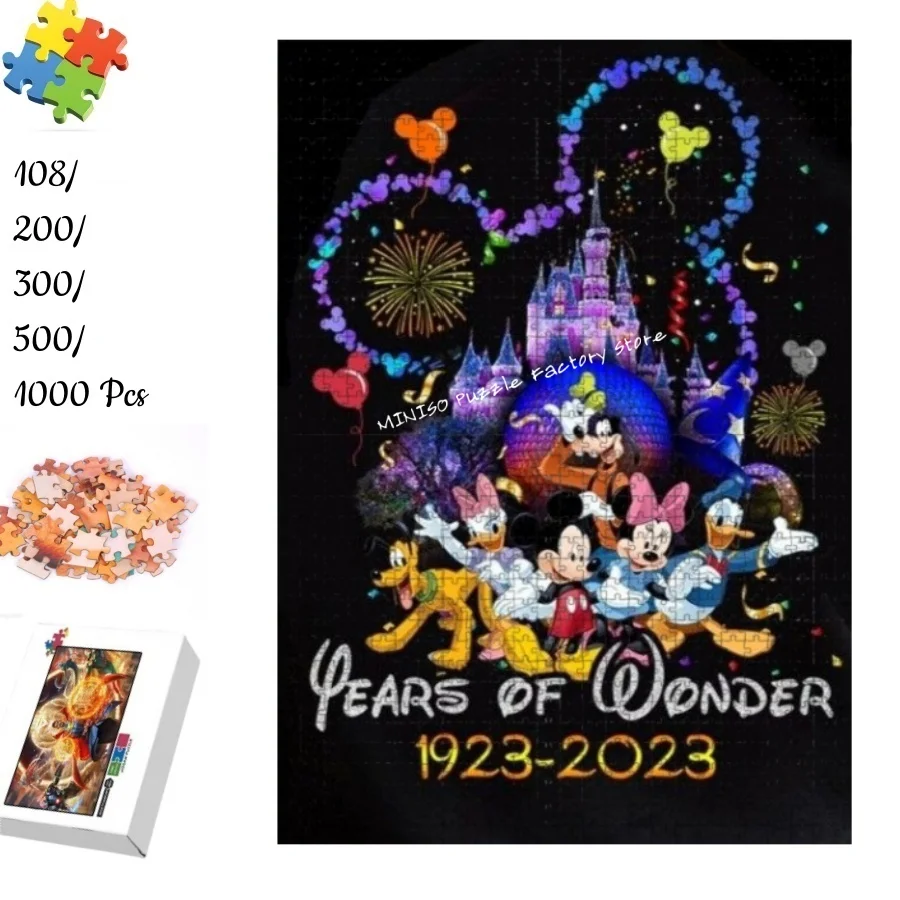 

Disney Mickey Friends Wooden Jigsaw 108/200/300/500 Pieces Cardboard Puzzles for Adults Kids Gifts Educational Toys Tangram