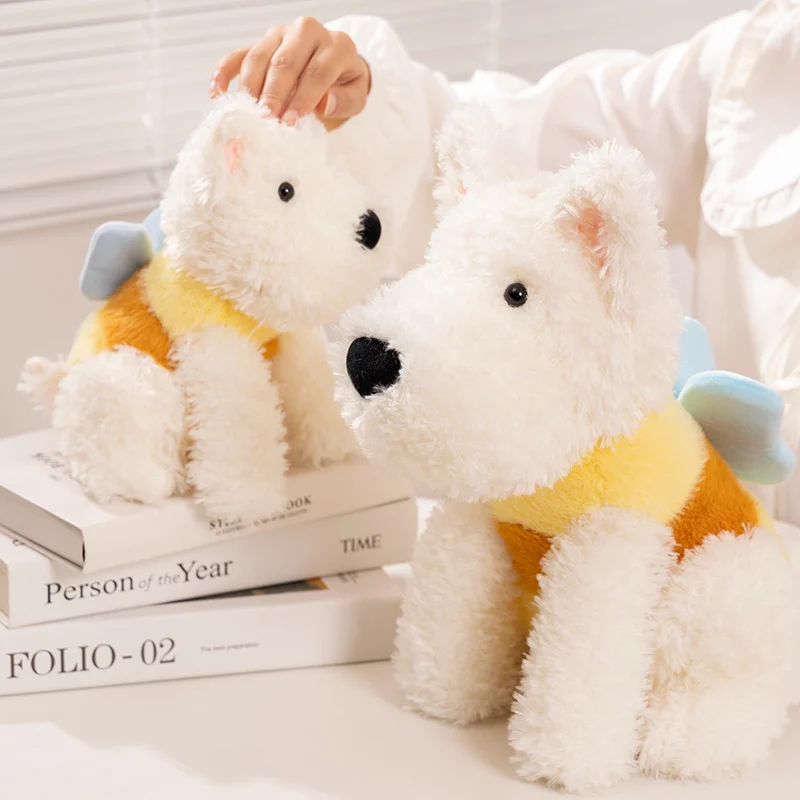 25/35cm Plush West Highland White Terrier Toy Fluffy Real-life Stuffed Animals Dog Cosplay Bee Kids Toy Birthday Gift