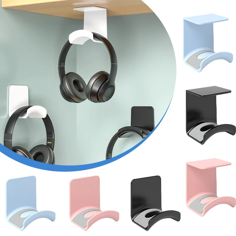 Universal Headphone Stand Wall Mount Headset Rack Holder Self-Adhesive Under Desk Headphone Rack For Gaming Earphone 1pcs