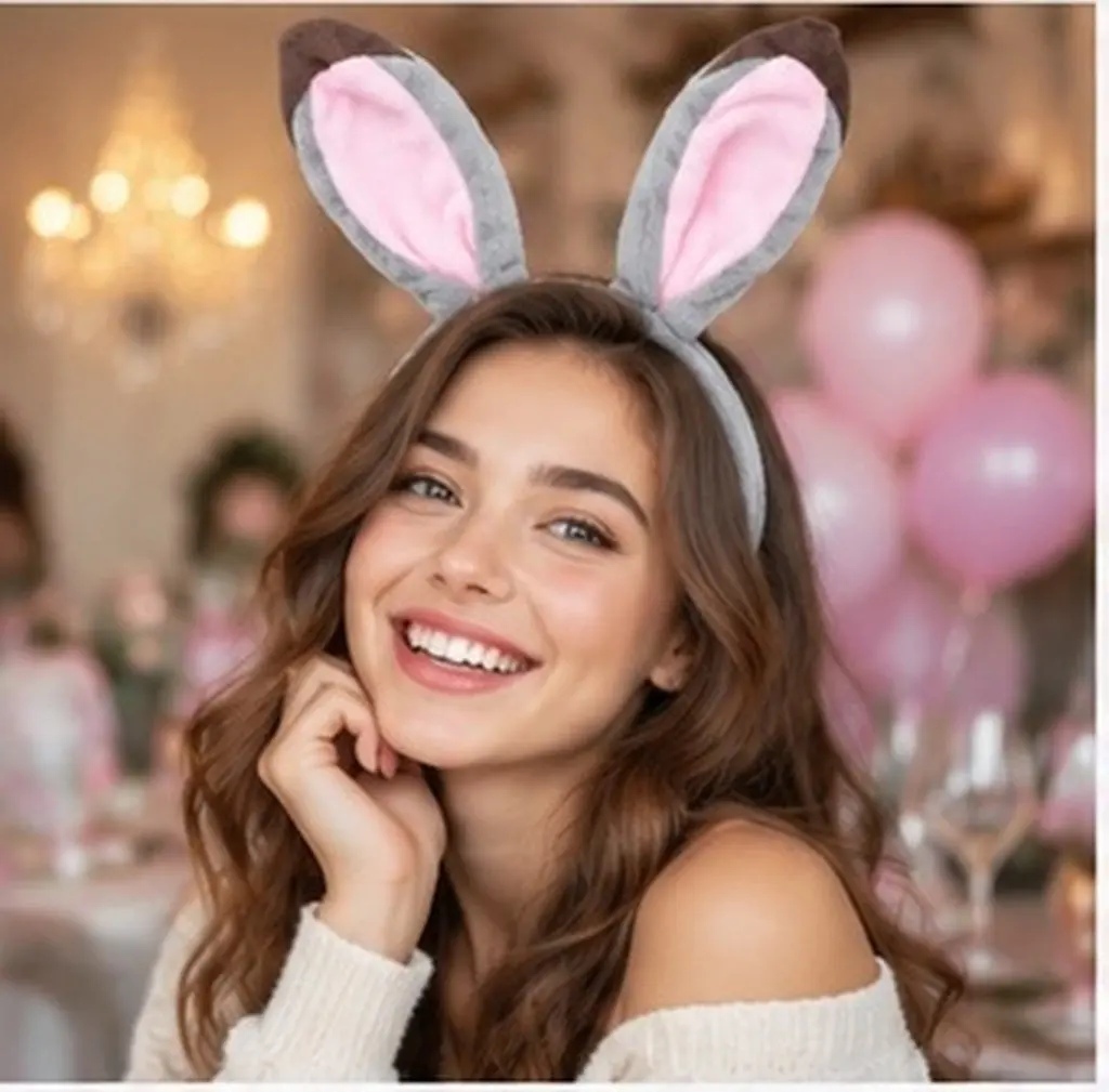 Bunny Ear Headband Ideal for Friends Families Great Gift Lightweight Comfortable Party Headwear for Birthday Costume Fun