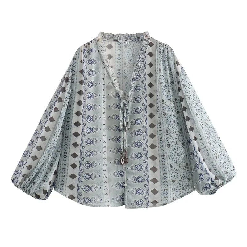 

Women's Bohemian Resort Style Shirt 2024 New Fashion Summer Sun Protection Outer Shirt Women's Elegant Women's Top