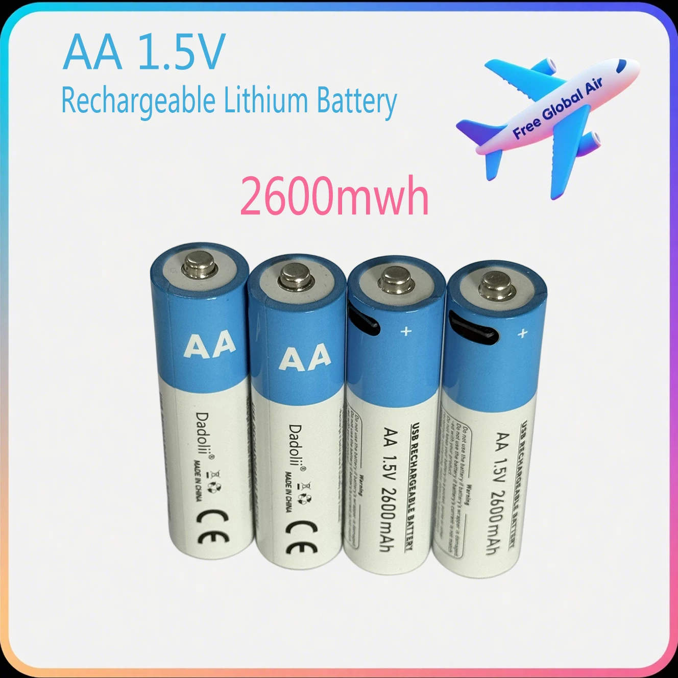 

Батарея AA 1,5 В AA 2600 мАч литий-ионная аккумуляторная батарея USB быстрая зарядка для дистанционного управления мышь маленький вентилятор электрическая игрушка