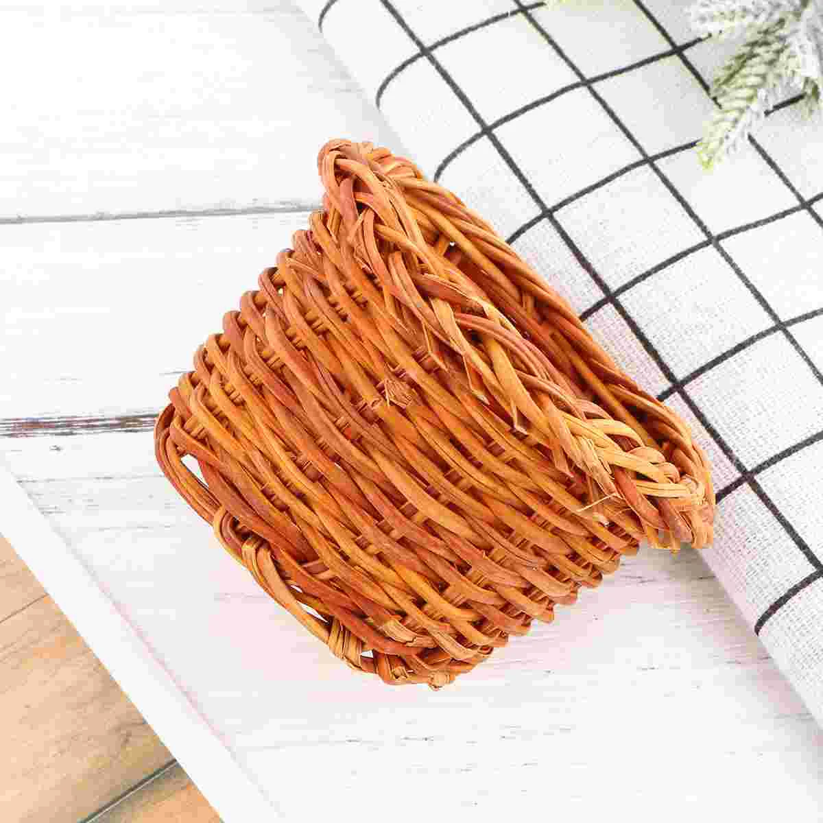 1PC Mini Decorative Basket Handmade Weaving Props Basket Easter DIY Activity Basket Creative Knitting DIY Basket Props Micro Des