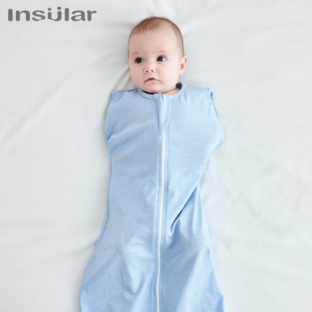 Newborn Baby Swaddle Sleeping Bag Raised Hand Anti-shock Swaddle Blanket Double Zipper Sleepsacks Newborn Baby Cotton Sleepwear