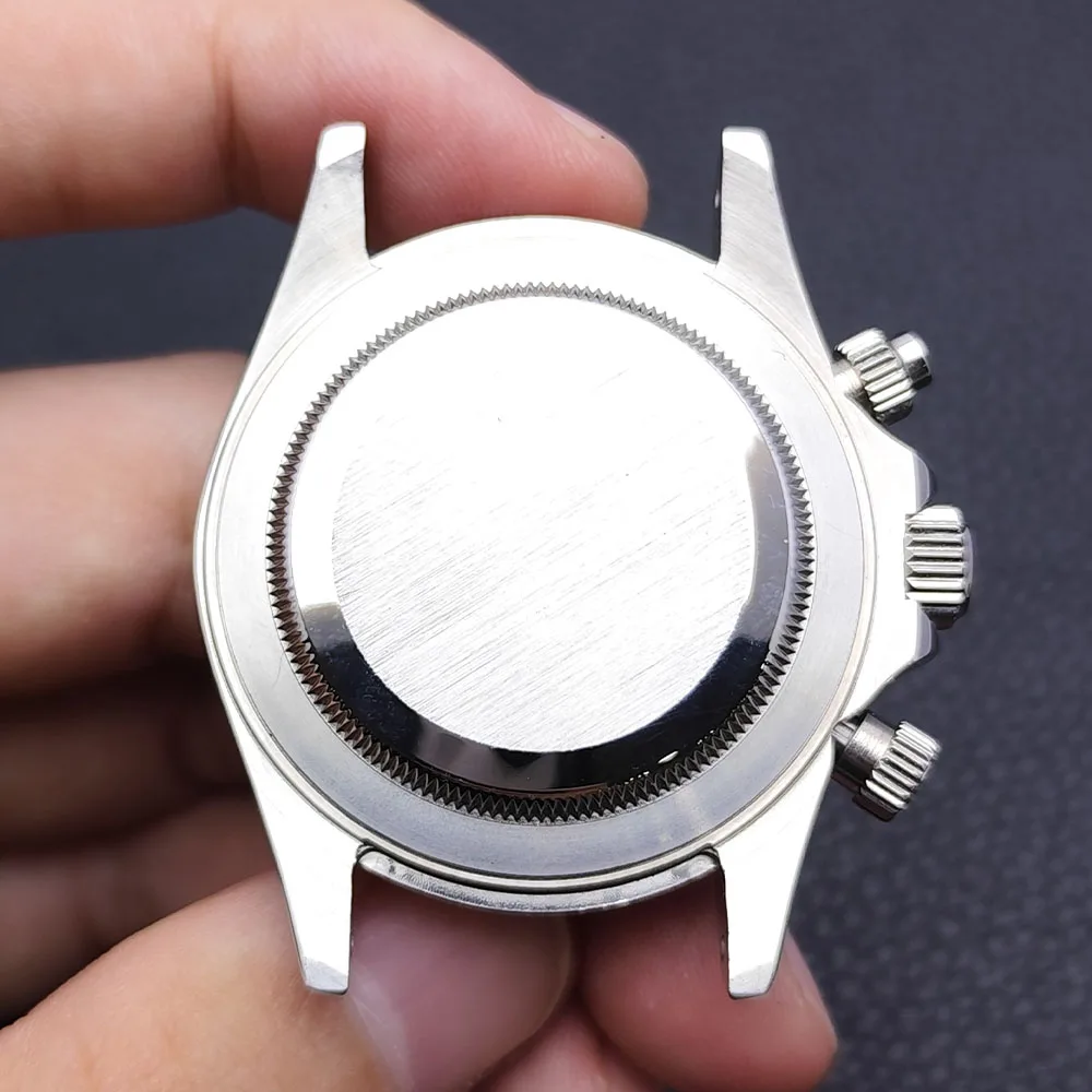 39.3mm VK63 Silvery/Gold Men\'s Watches Steel Case FIT VK63 Movement Case Watch Accessories Watch Parts Fits 20mm Strap Watch Box