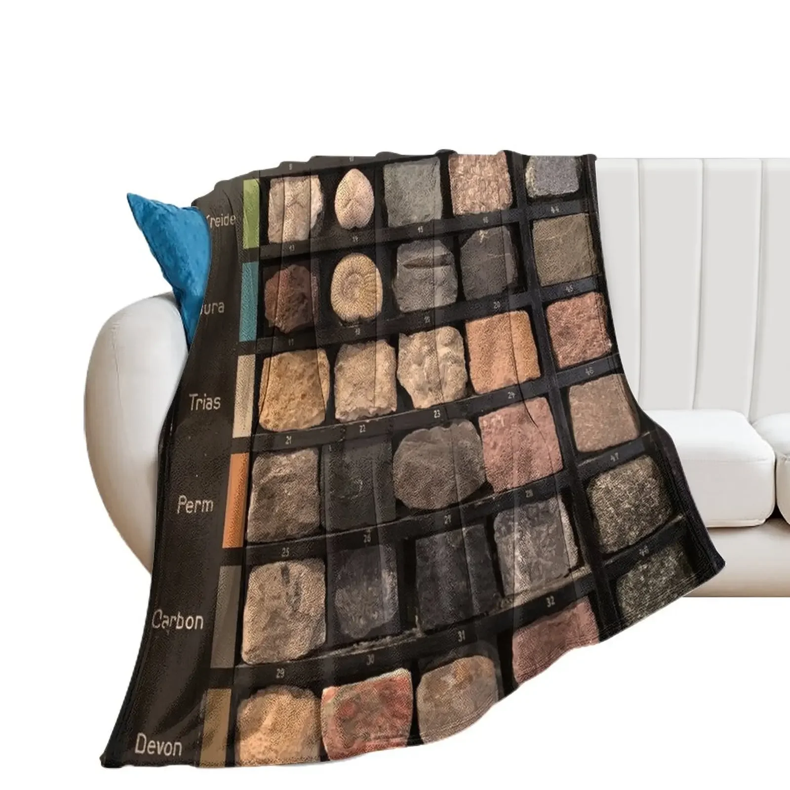 Geological Rock Samples from a School Throw Blanket Travel Vintage Blankets