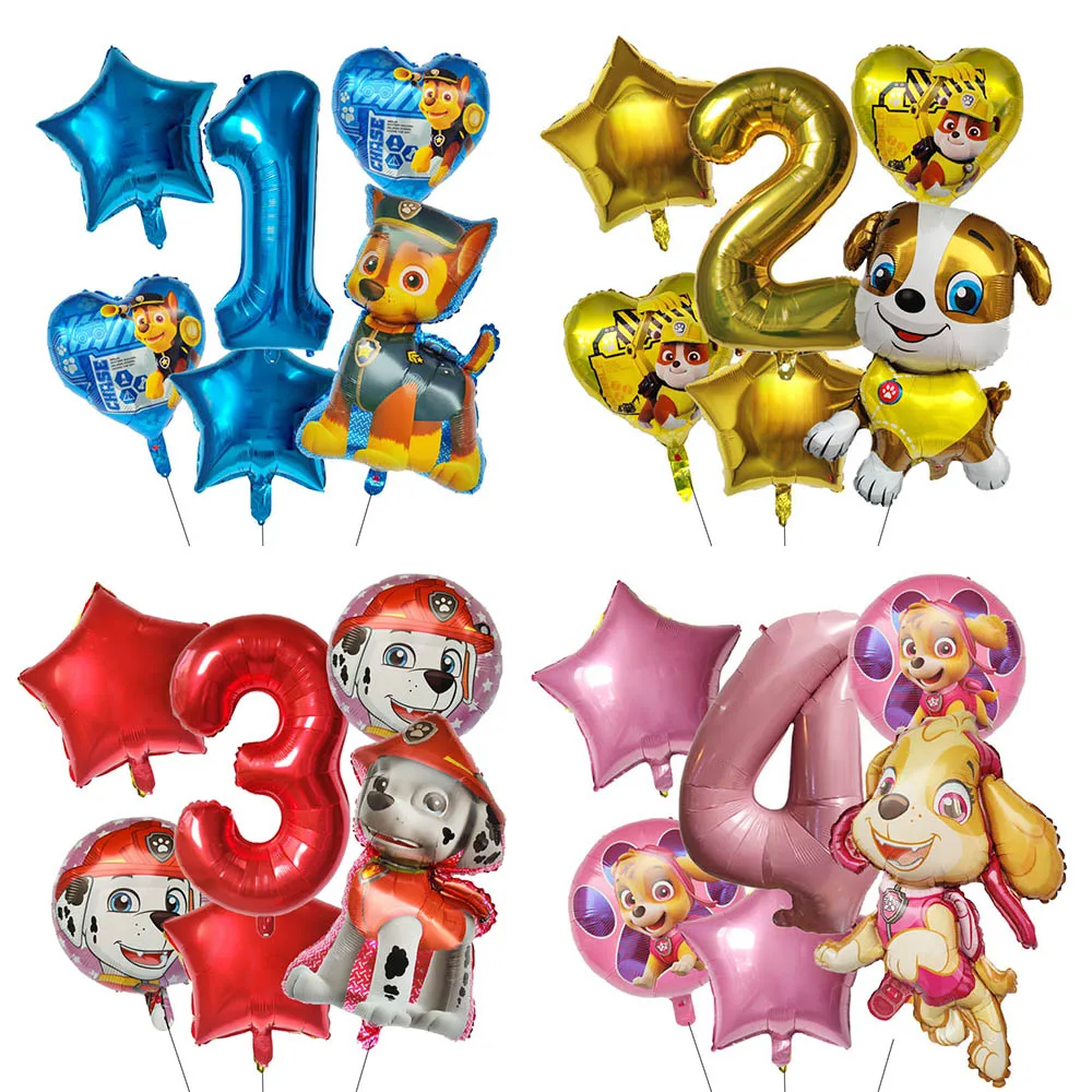6 stücke Paw Patrol Themen Ballon Party Dekoration Lieferungen Rettungs Hund Chase Schutt Aluminium Folie Ballon Kinder Geburtstag Geschenk