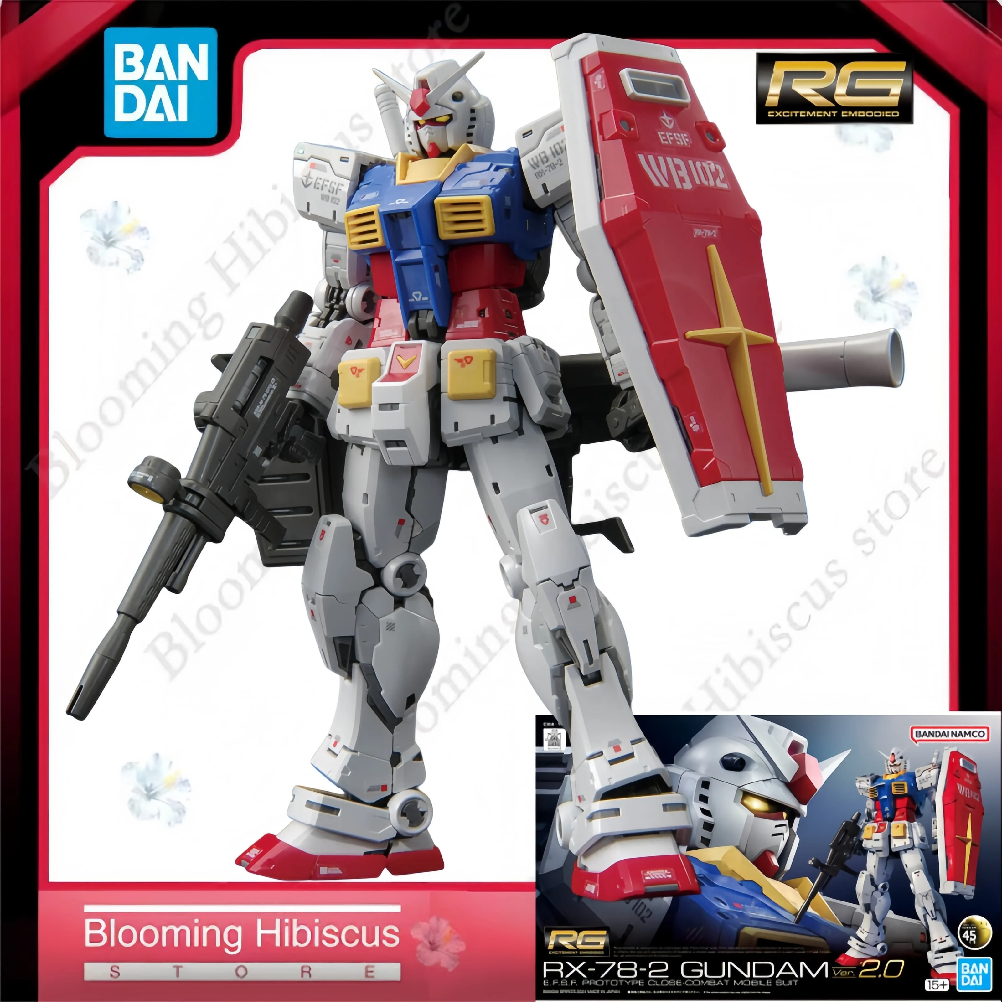 

Bandai Anime Original Gunpla Kit Action Figure RG 1/144 RX-78-2 Gundam Ver.2.0 45th Anniversary Edition Toys Model Kit In Stock