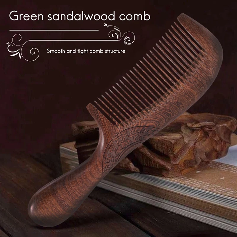 Hot sale Unisex Sandalwood Comb Women Men Home Travel Wood Anti-Static Fine-Tooth Comb Wooden Handles Hair Comb